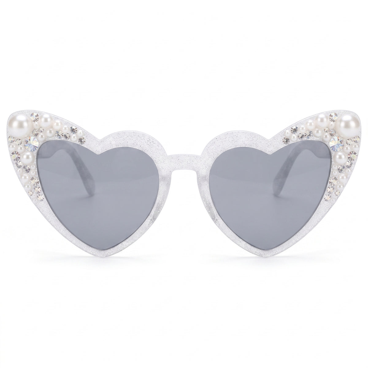 Bride's Heart-Shaped Pearl & Sparkle Sunglasses