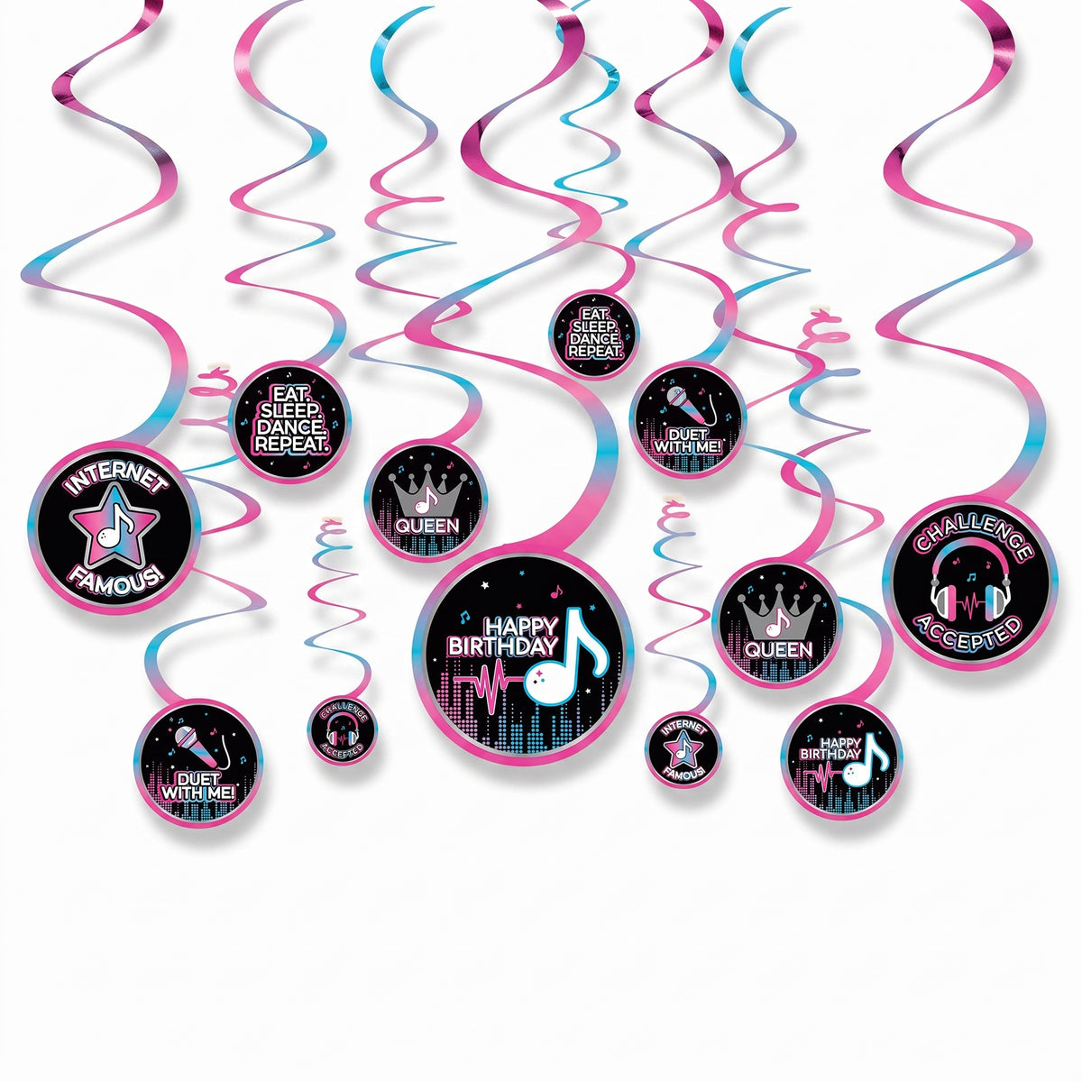 "Internet Famous" Swirl Hanging Decorations - 12 Pack