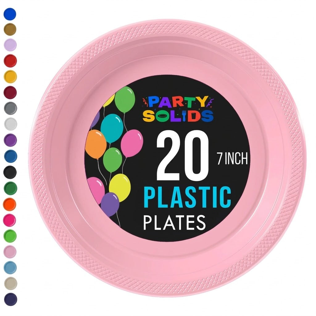 7 in. Pink Plastic Plates | 20 Ct.