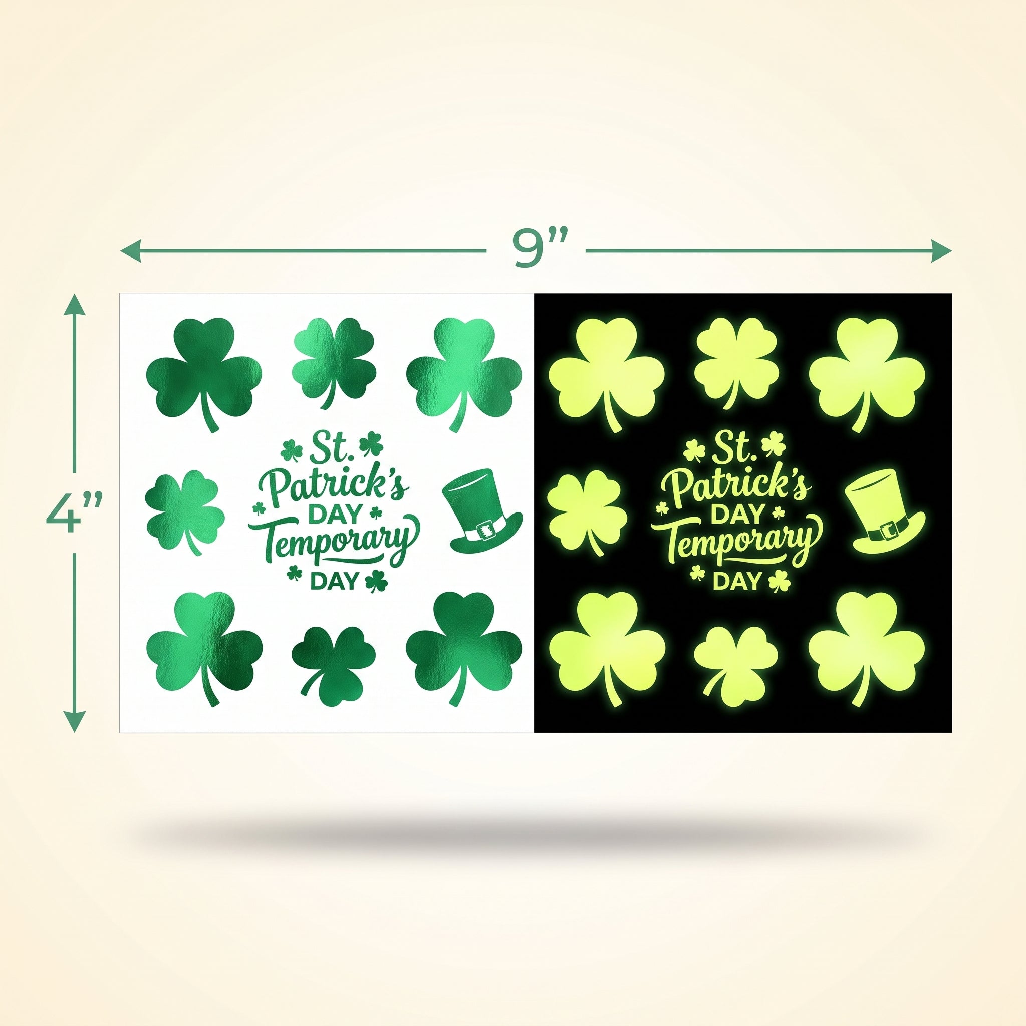 St. Patrick's Day Glow-in-the-Dark Foil Tattoos