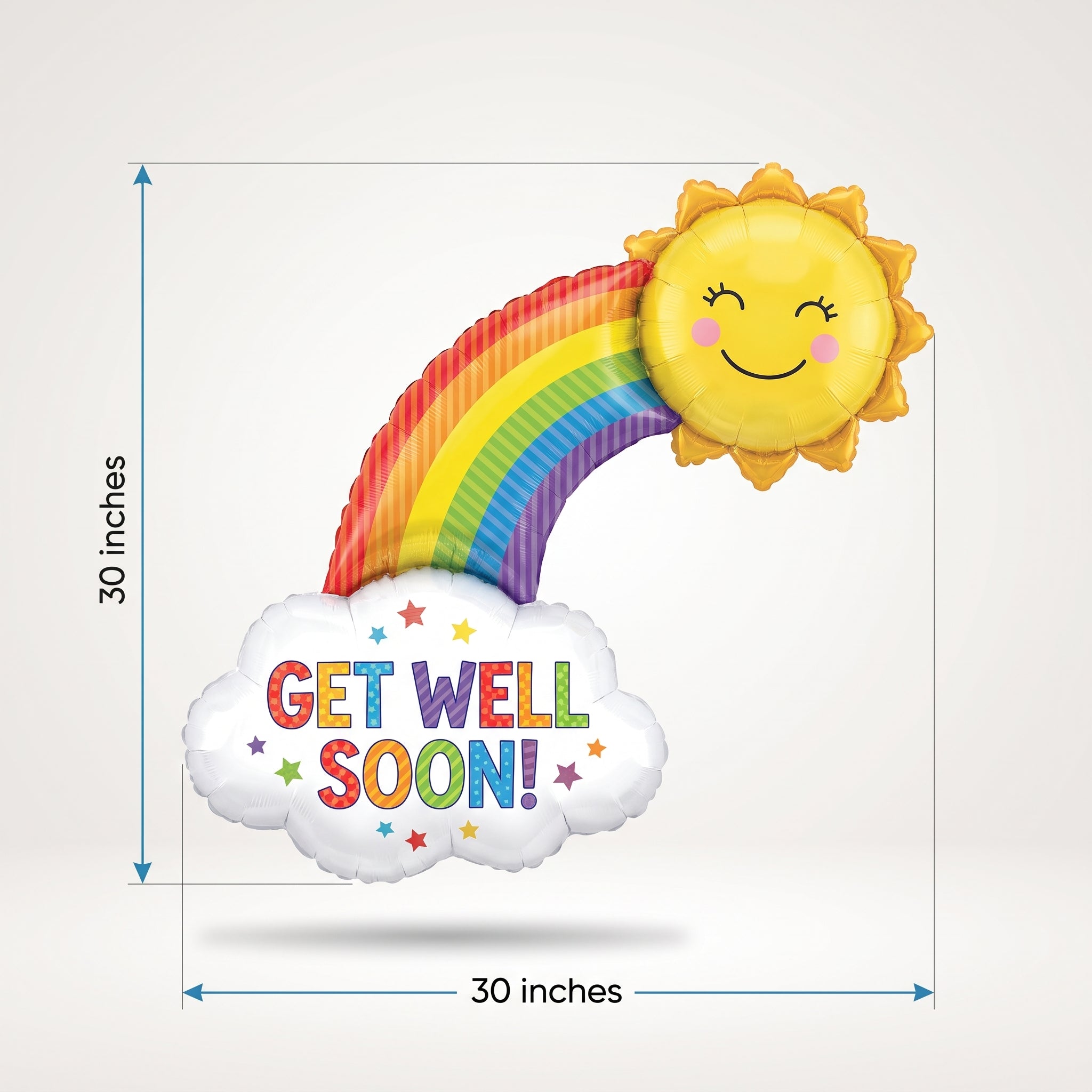 Get Well Soon Rainbow & Sun Foil SuperShape Balloon