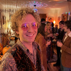 Retro Hippie Circle Sunglasses - Pink/Gold Halloween Costume Accessory