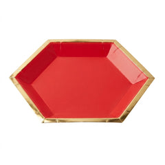 Red Hexagonal 7" Metallic Paper Plates