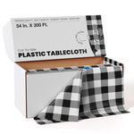 54 In. x 300 Ft. Cut to Size Plastic Table Cover | Black Gingham