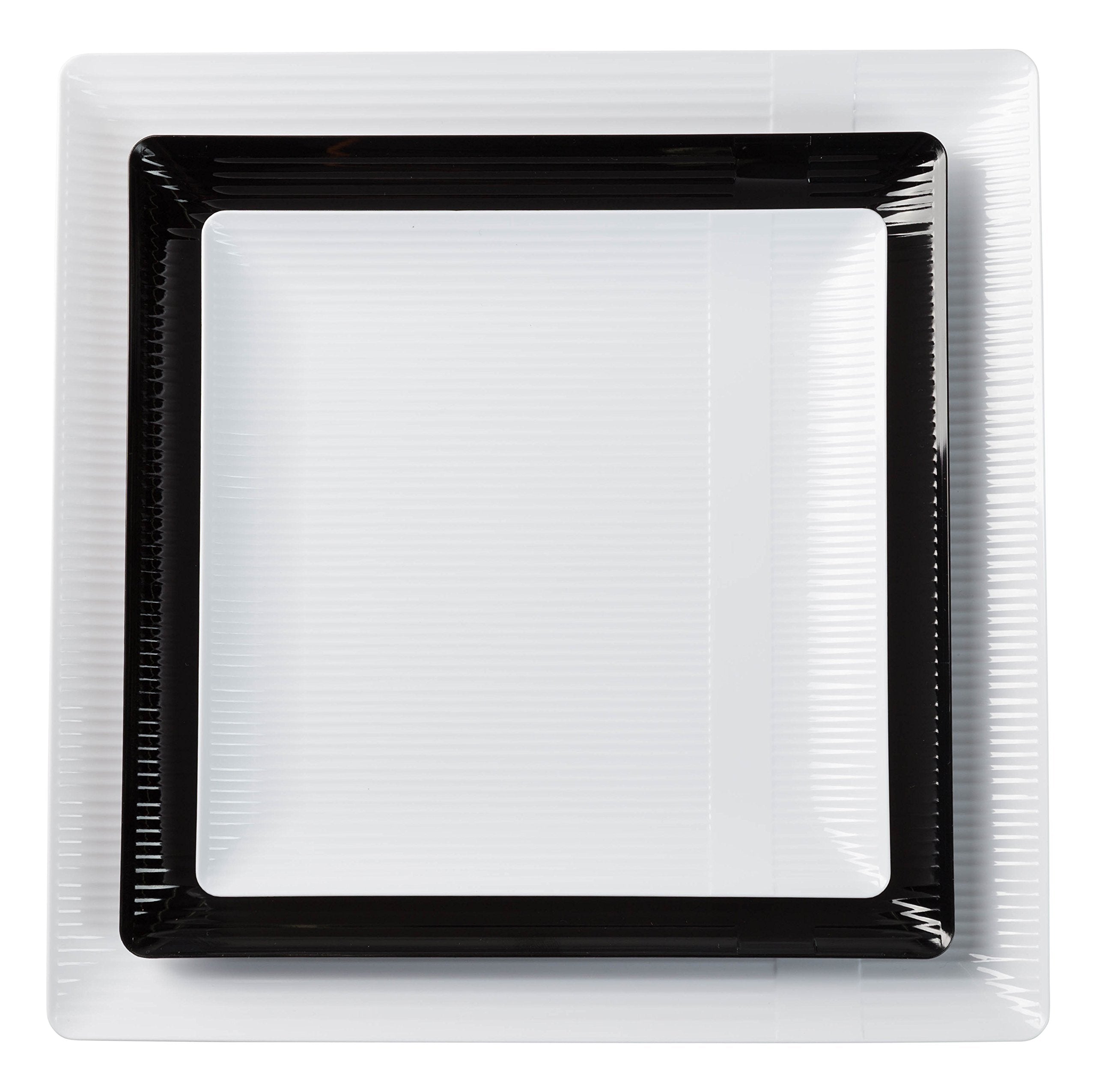 10.25 In. Zen Ridged Black Square Plastic Plates | 120 Count