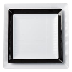 10.25 In. Zen Ridged Black Square Plastic Plates | 120 Count