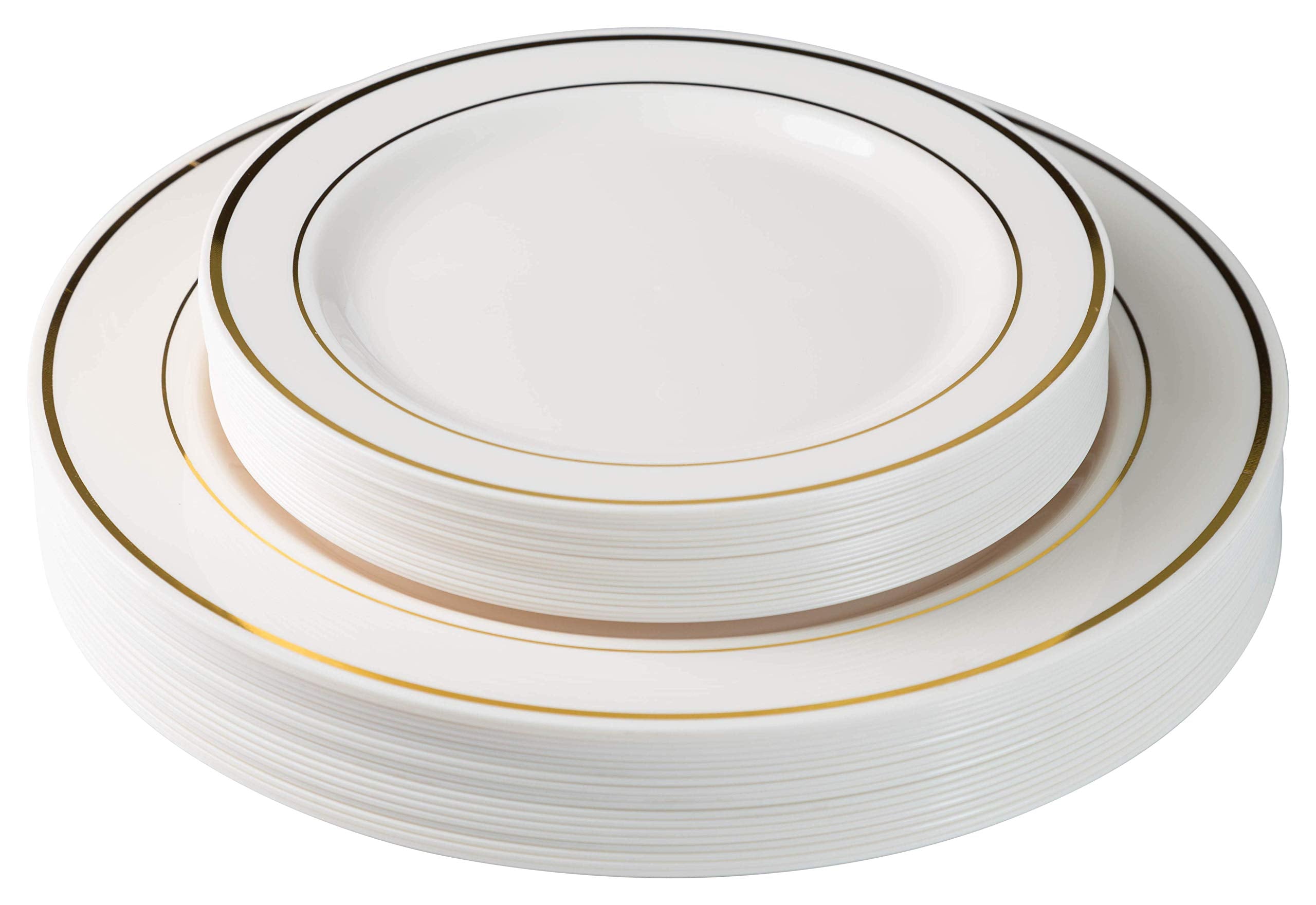 10.25 In. White/Gold Line Design Plates | 10 Count