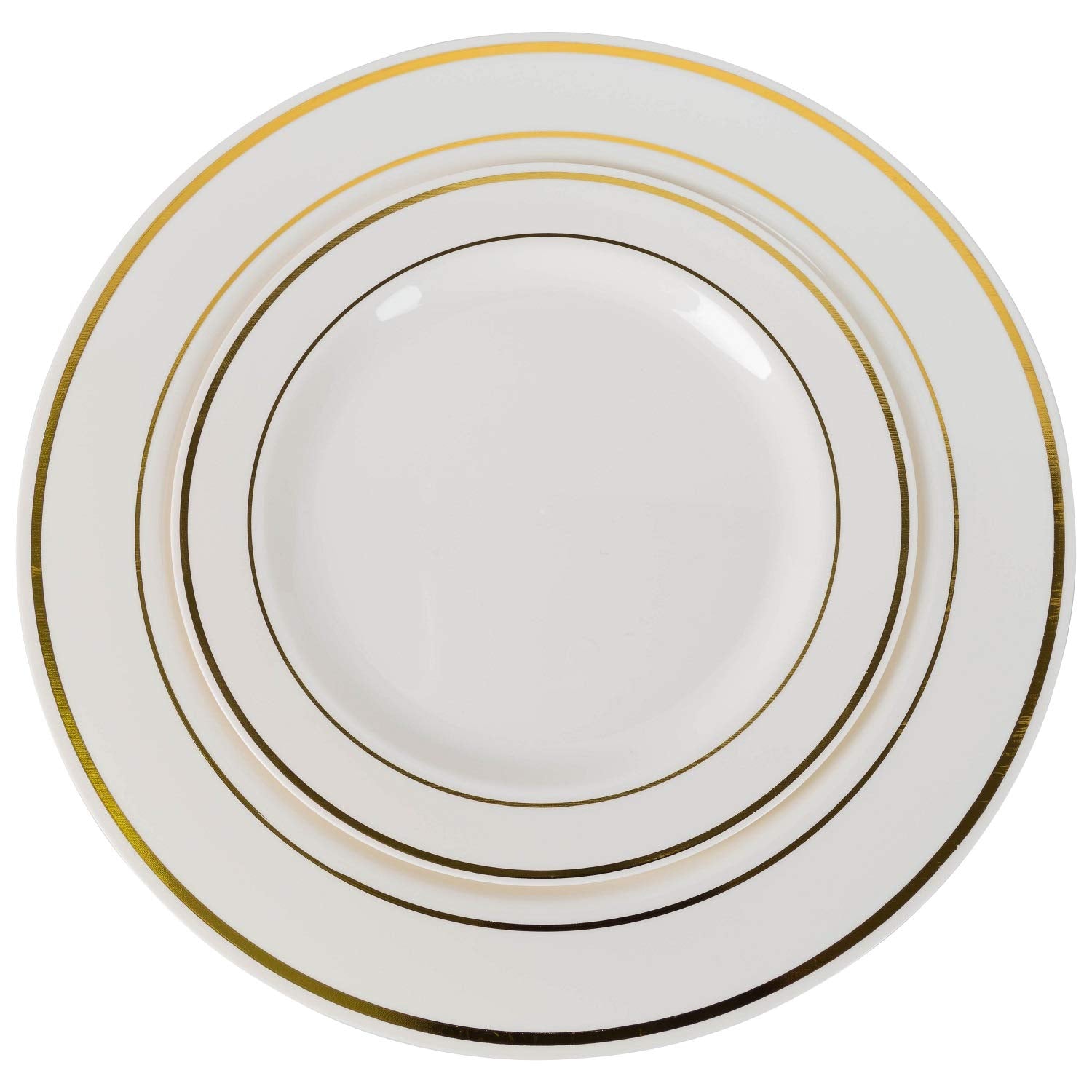 10.25 In. White/Gold Line Design Plates | 10 Count