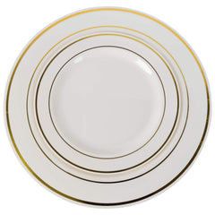 10.25 In. White/Gold Line Design Plates | 10 Count