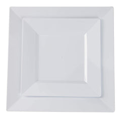 10.75 In. White Square Plastic Plates | 120 Count