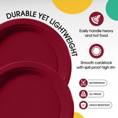 10 In. Burgundy Plastic Plates | 100 Count