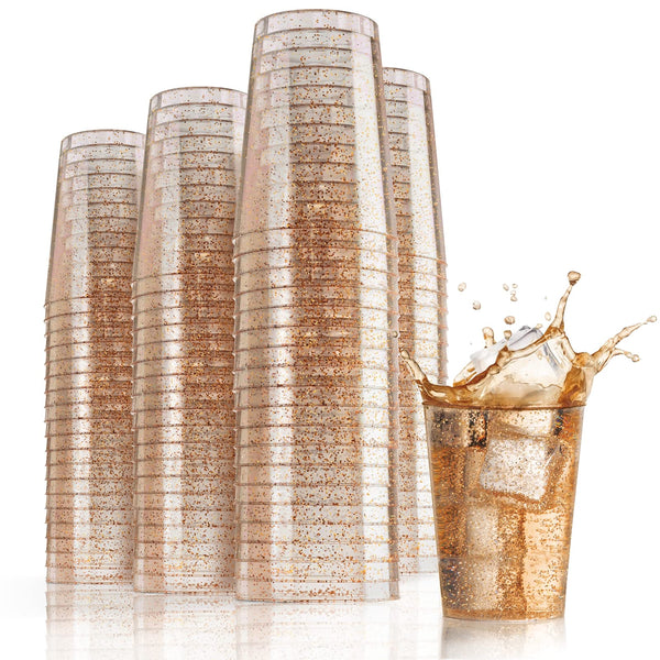 10 oz. Rose Gold Sparkle Plastic Tumblers - 20 ct.