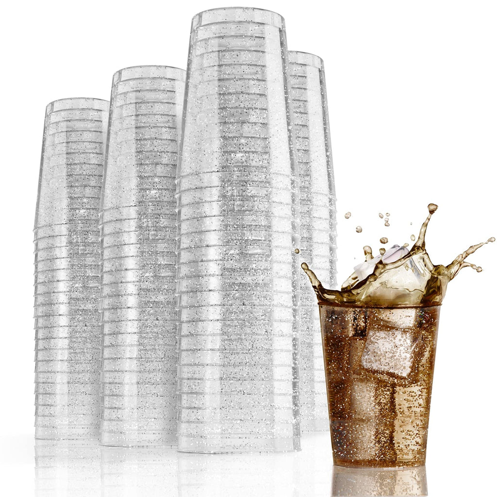 10 Oz. Silver Sparkle Plastic Tumblers