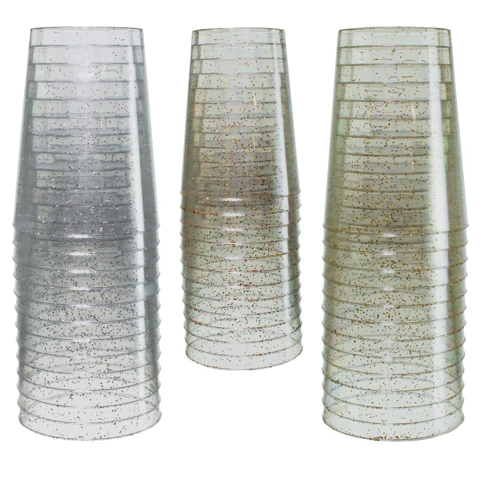 10 Oz. Silver Sparkle Plastic Tumblers | 480 Count