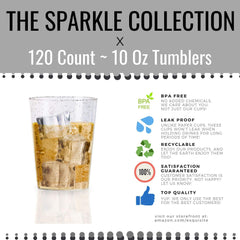 10 Oz. Silver Sparkle Plastic Tumblers | 480 Count