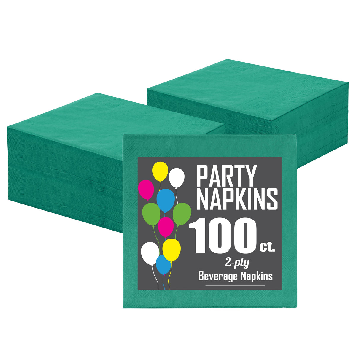 Emerald Green Beverage Napkins | 100 Count