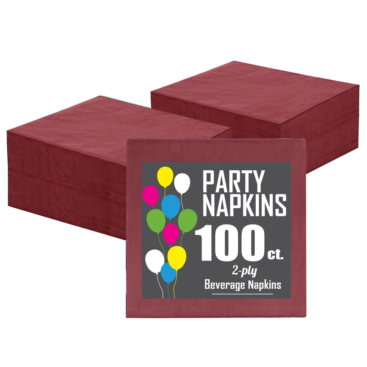 Burgundy Beverage Napkins | 100 Count