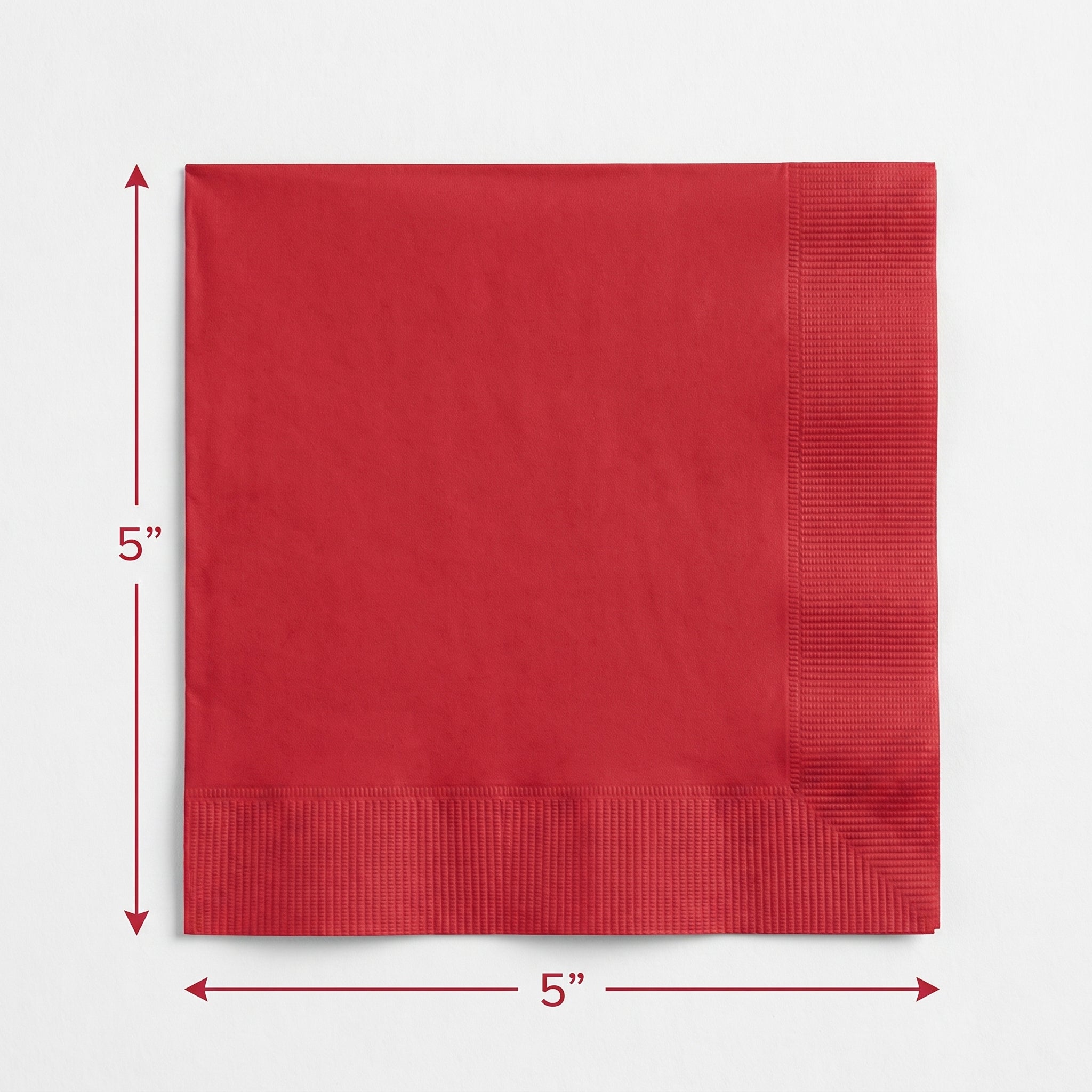 Vibrant Red Beverage Napkins - Party Essential - 5 In. X 5 In.
