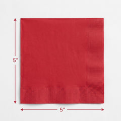 Vibrant Red Beverage Napkins - Party Essential - 5 In. X 5 In.