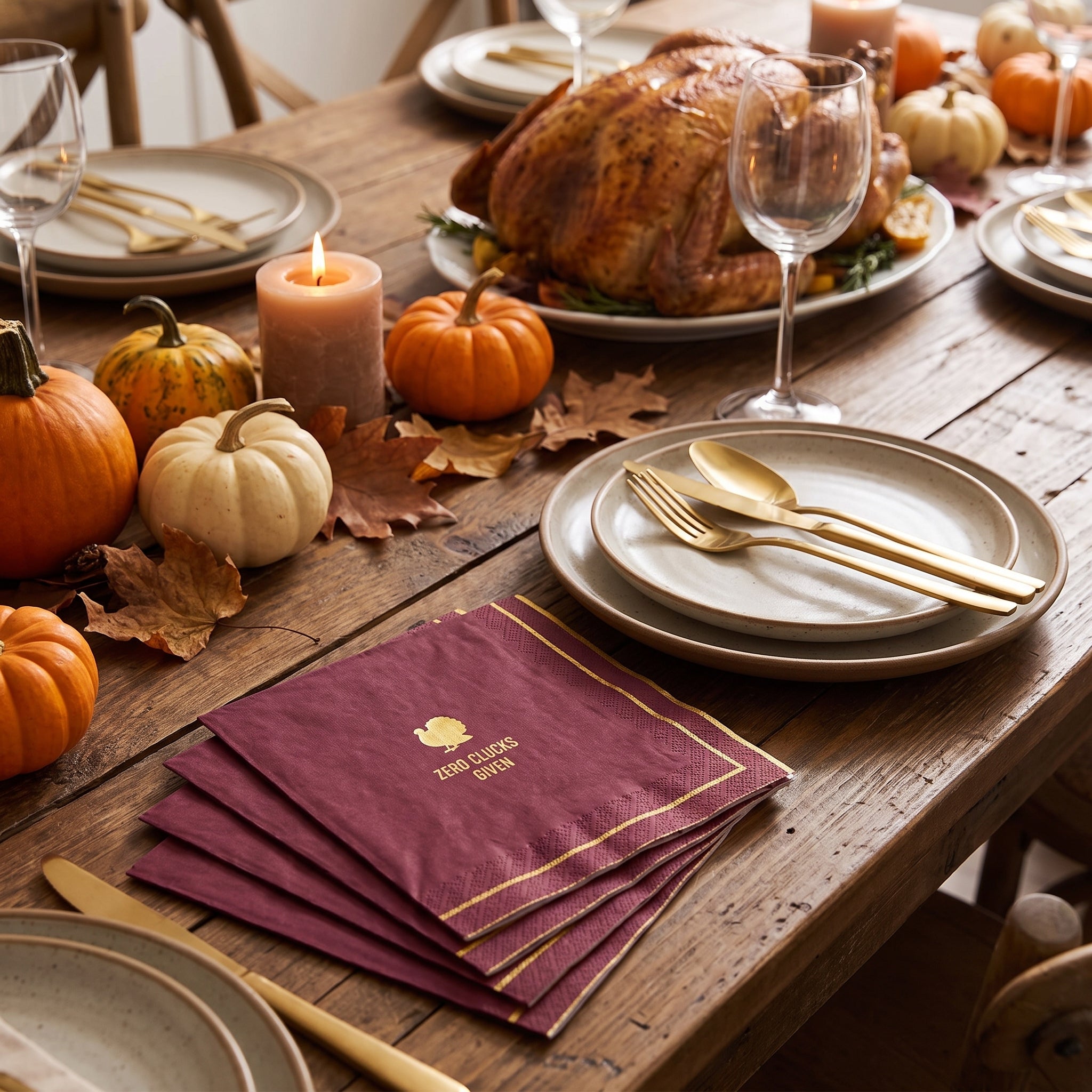Friends Gathering Thanksgiving Dinner Napkins 8 In. x 8 In.