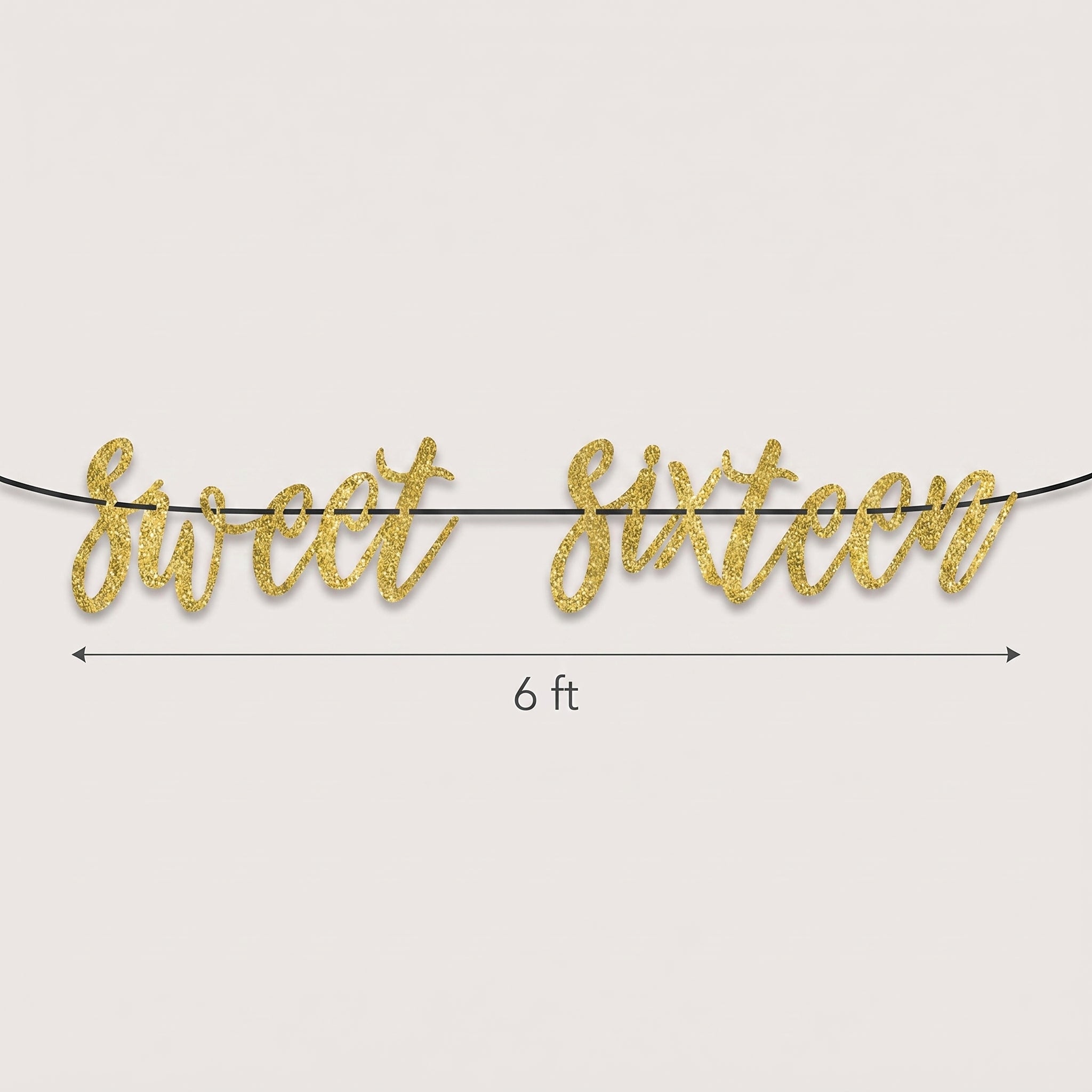 "Sweet Sixteen" Glitter Gold Birthday Banner