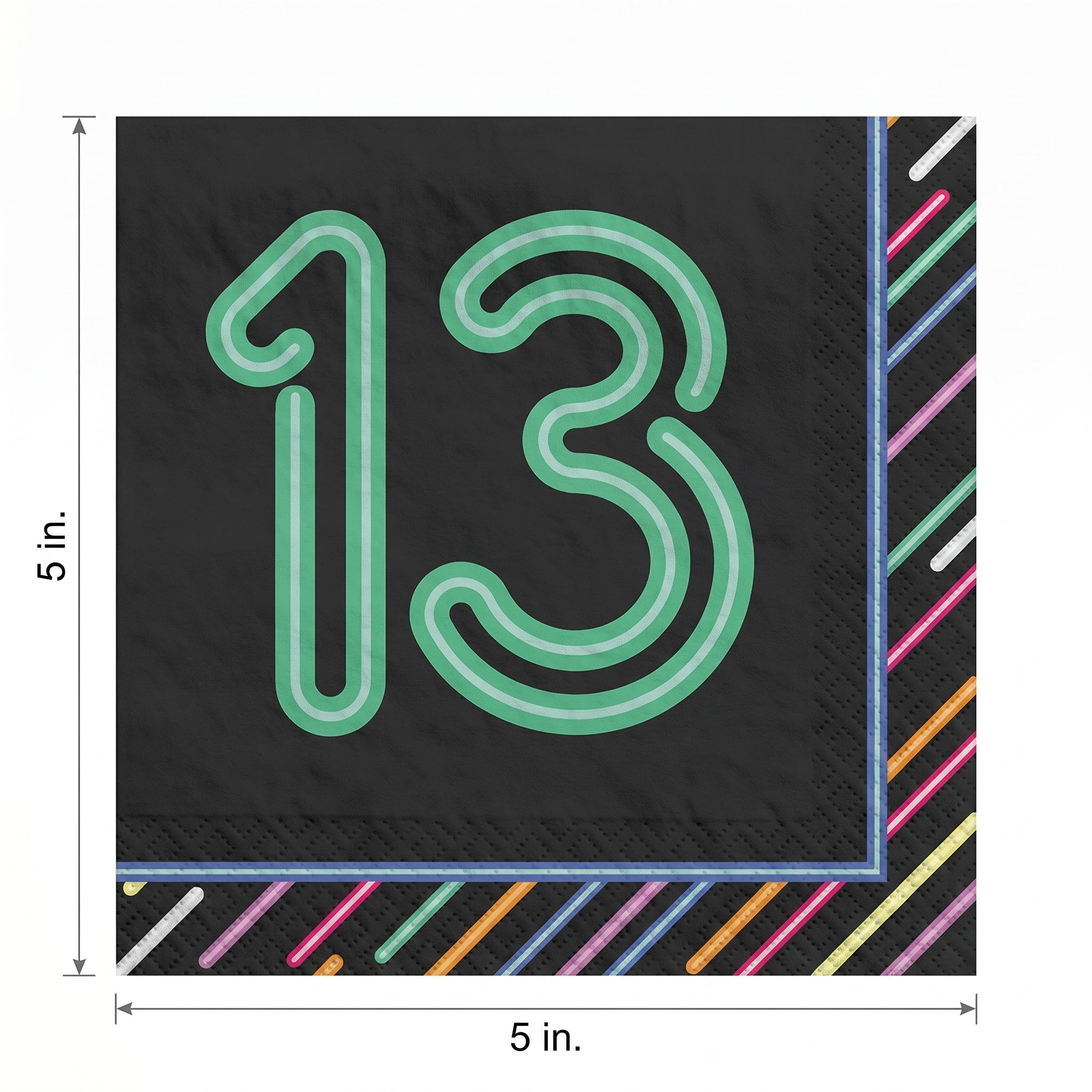 Neon 13th Birthday Beverage Napkins - 5 In. X 5 In.