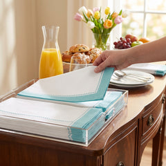 Premium Robin's Egg Blue Buffet Guest Towels - 8 In. x 4 In.