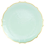 10 In. Mint/Gold Petal Plates | 20 Count