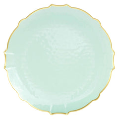 10 In. Mint/Gold Petal Plates | 20 Count