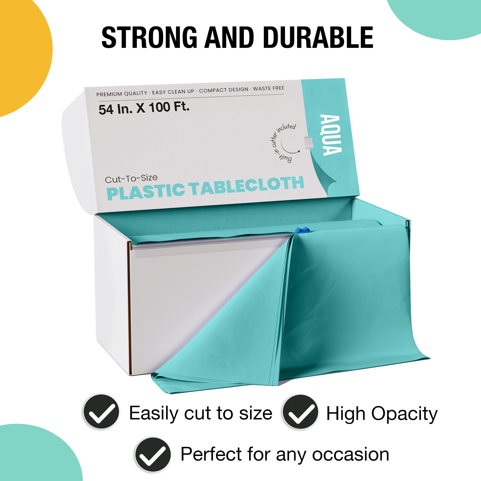 54 in. x 100 Ft. Cut To Size Table Roll | Aqua