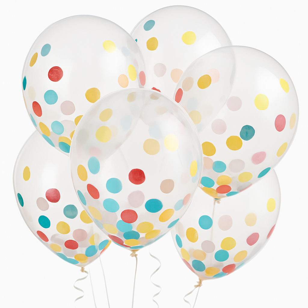 Festive Confetti Latex Balloons - 12-inch, Pack of 6