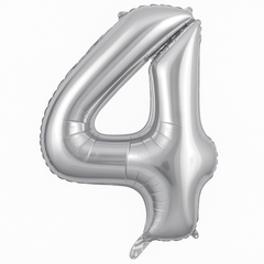 Oversized Silver Number 4 Metallic Balloon