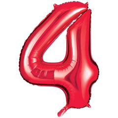 Red Number "4" Foil Balloon | 34"