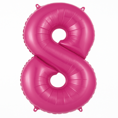 Bright Pink Number 8 Foil Balloon