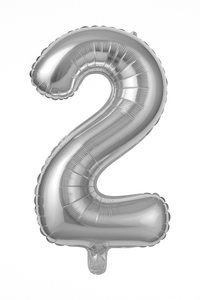 Metallic Silver Number "2" Foil Balloon | 16" Air-Filled
