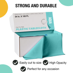 54 in. x 100 Ft. Cut To Size Table Roll  | Aqua | Case of 6
