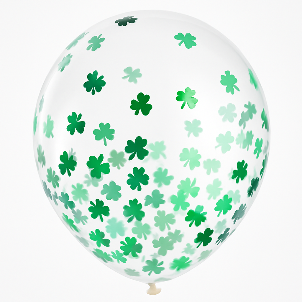 St. Patrick's Day Shamrock Confetti Latex Balloons, 12-Inch, 6-Pack