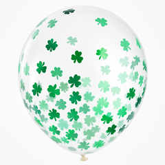St. Patrick's Day Shamrock Confetti Latex Balloons, 12-Inch, 6-Pack