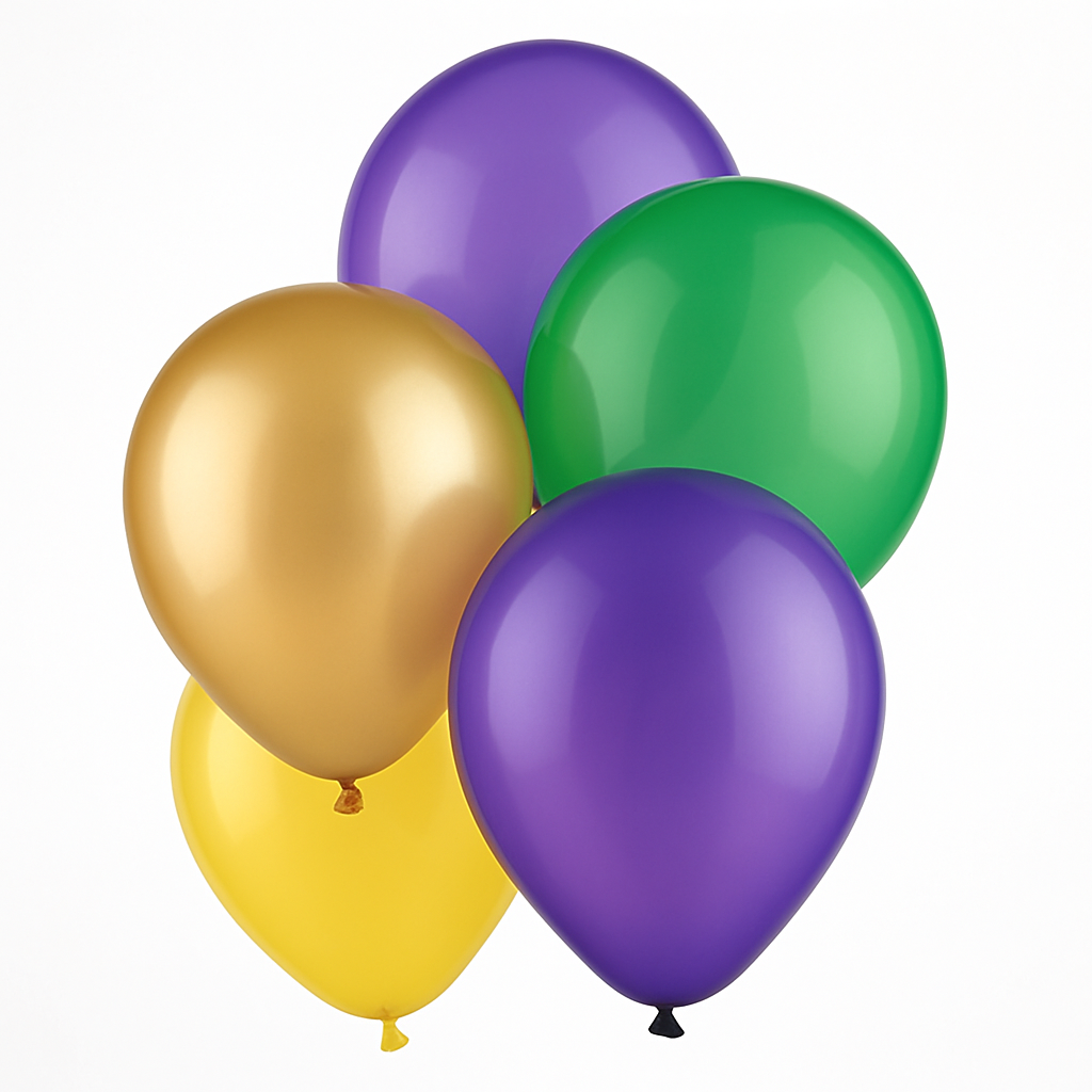 Mardi Gras 5-Inch Latex Balloons - 25 Count