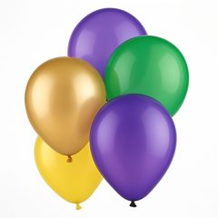 Mardi Gras 5-Inch Latex Balloons - 25 Count