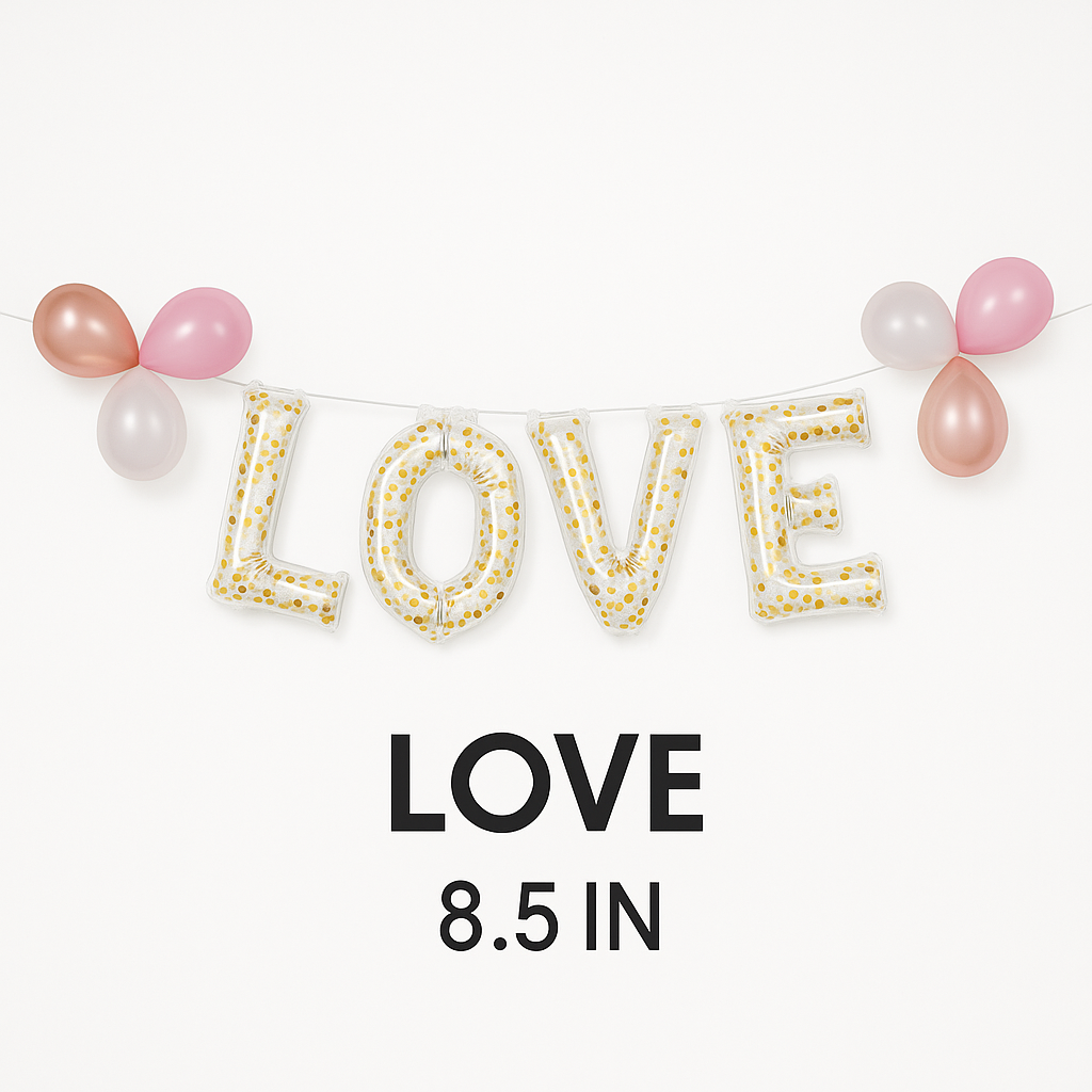 "Love" Air-Filled Confetti Foil Balloon Banner Kit