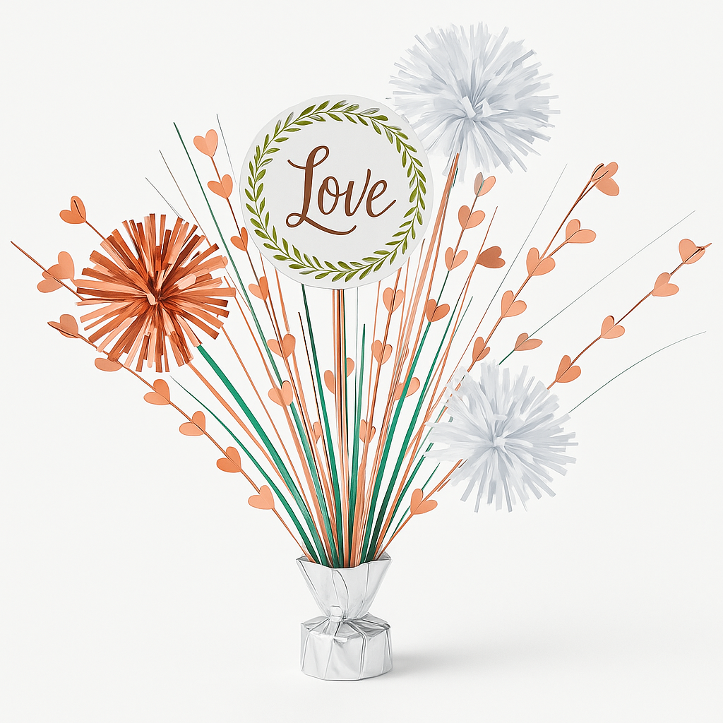 "Love" Tinsel Burst Centerpiece Spray Decoration for Weddings