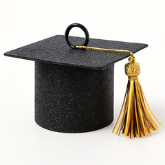 Graduation Cap Balloon Weight Accessory - Black Glitter