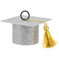 Silver Graduation Cap Balloon Weight