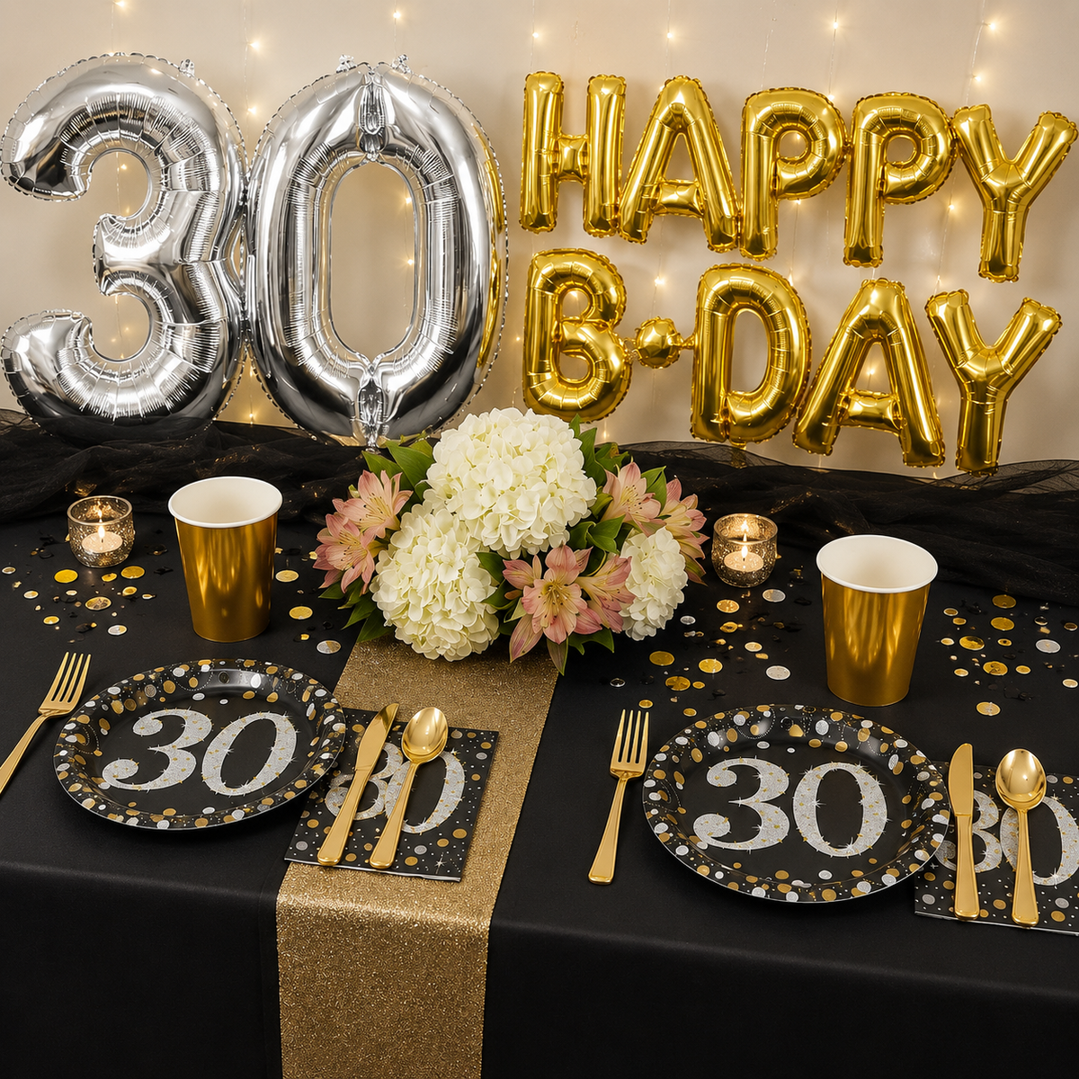 66 Pcs 30th Birthday Party Base Kit - For 8 Guests