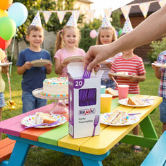 Vibrant Purple Plastic Forks - Pack of 20 - 7.5 in.