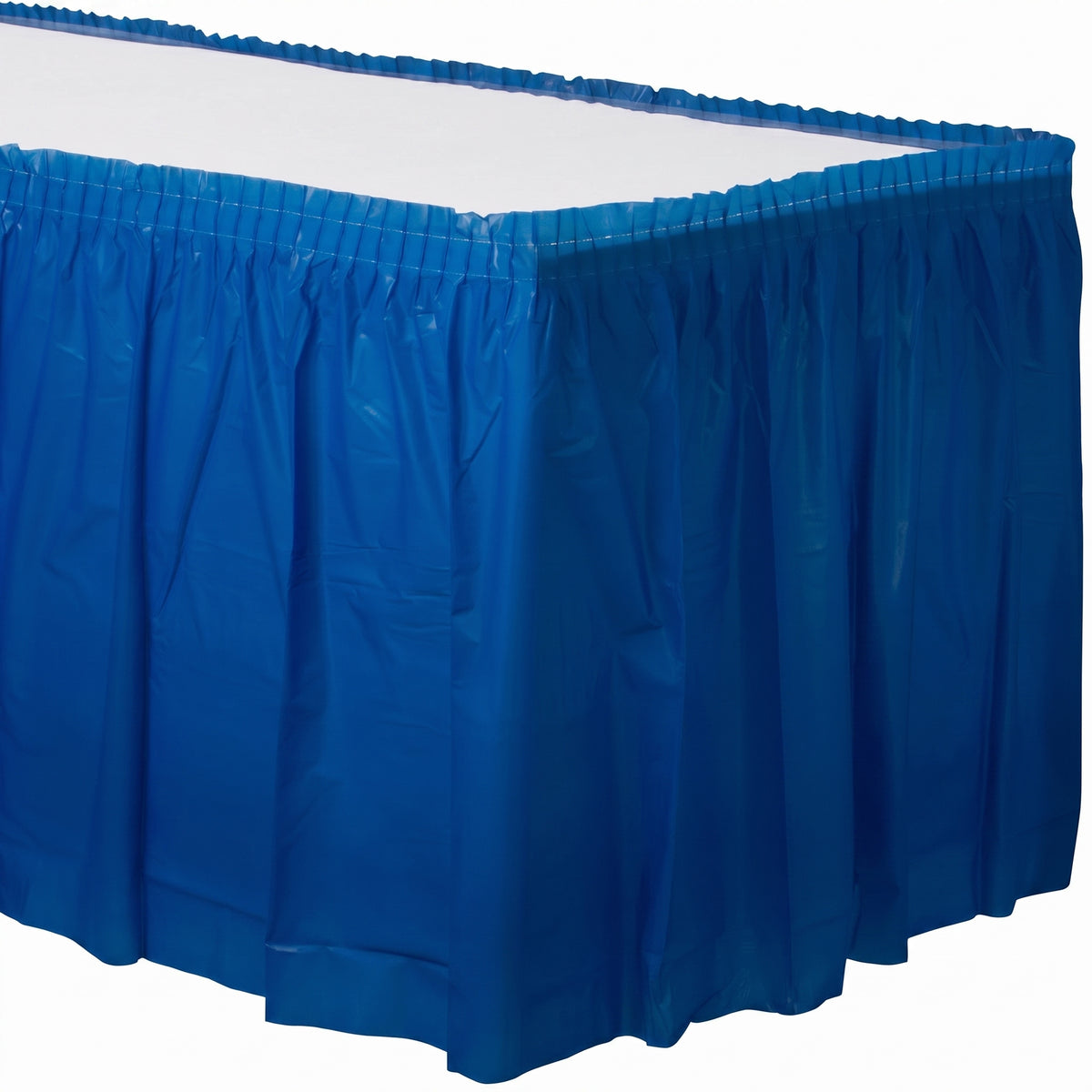 Royal Blue Plastic Table Skirt - 54 in x 126 ft