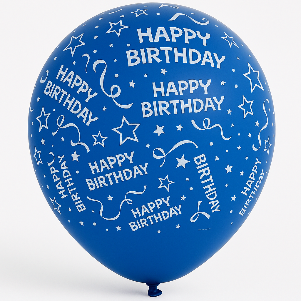 Royal Blue "Happy Birthday" Confetti Latex Balloons, 12-Inch, 6-Pack