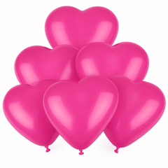 Bright Pink Heart-Shaped Latex Balloons - Pack of 6