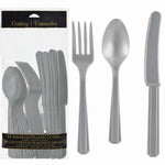 Silver Assorted Plastic Cutlery Set - 7.5 in. - 24 Pack